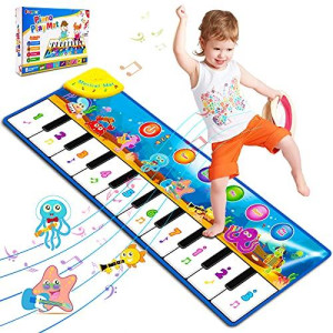 Foayex Easter Gifts for Toddlers Boys & Girls Toys,Foldable Musical Toys, Learning Floor Mat with 8 Instrument Sounds-Touch Play for Early Education, Valentines Day Birthday Gifts for Baby Boys Girls