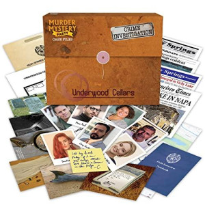Murder Mystery Party Case Files: Underwood Cellars Unsolved Mystery Detective Case File Game Play Alone, w/ Friends, Family or for Couples Date Night Ages 14+ from University Games , Brown
