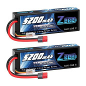 Zeee 7.4V 2S Lipo Battery 5200mAh 80C Hard Case Battery Deans T Plug with Housing for 1/8 1/10 RC Vehicles Car Slash RC Buggy Truggy RC Airplane UAV Drone FPV(2 Pack)
