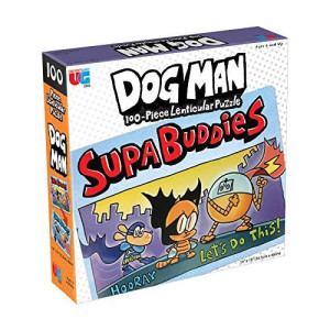 University Games Dog Man Supa Buddies Lenticular 100 Piece Puzzle