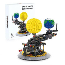 Vonado Earth Moon and Sun Orrery Toy Building Sets - Earth Rotation around Sun Building Bricks-Rotatable Astronomy Solar System Model, Planet Building Kit Science Educational Toys for 6+ Kids (461PCS)