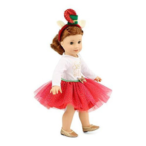 Emily Rose 18 Inch Doll 5 PC Party Tutu Skirt Clothes Outfit Gift Set, Including 18" Doll Shoes and 2 Headbands! | Gift Boxed!