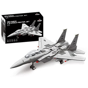 Apostrophe Games Fighter Jet Building Block Set  227-Pcs F-15 Eagle Fighter Jet Building Toys Set  Building Block Plane Toy for Kids Older Than 10 and Adults  Compatible with All Building Bricks