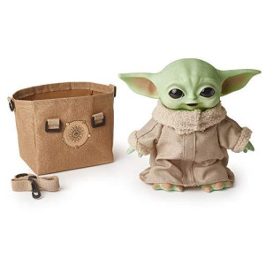 Star Wars Grogu Plush Toy, 11-in The Child from The Mandalorian, Collectible Stuffed Character with Carrying Satchel for Movie Fans, Ages 3 Years and Older