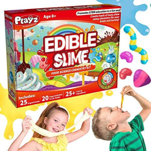 Playz Edible Slime Candy Making Food Science Chemistry Kit for Kids with 25+ STEM Experiments to Make Slimy Hot Chocolate, Marshmallows, Snot, Blood, Slugs, Worms and More!