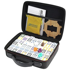 Bucher&Rossini Mexican Train Dominoes Set Double 15, 136 Colored dot Tiles with Hard EVA Carry Case for Kids & Adults Dominoes Board Game