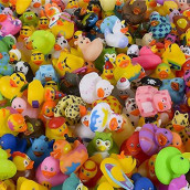 The Dreidel Company Assortment Rubber Duck Toy Duckies for Kids, Bath Birthday Gifts Baby Showers Classroom Incentives, Summer Beach and Pool Activity, 2" (Pack of 100)