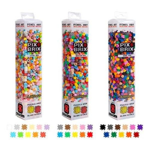 Pix Brix Pixel Art Puzzle Bricks Bundle - 4,500 Piece Pixel Art Kit, Mixed 32 Color Palette (Light, Medium, Dark) - Interlocking Building Bricks, Create 2D and 3D Builds - Stem Toys, Ages 6 Plus