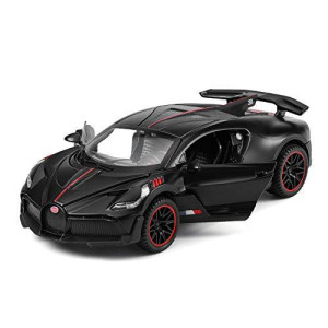 Bugatti Divo Diecast Metal Model Cars for Boy Toys Age 3-12 Pull Back Vehicles with Music Doors and Hood Can Be Opened(Black)