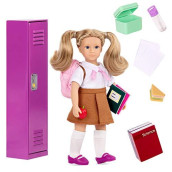 Lori Dolls - Alinas School Locker Set - Mini Doll & School Play Set - 6-inch Doll with Locker & Accessories - Backpack, Books, Food - Playset for Kids - 3 Years +