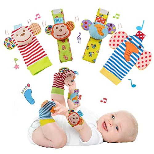 YOYIKER Baby Rattle Socks & Wrist Rattles for Babies 0-6 Months, Baby Infant Toys 0-3-6-12 Months, Cotton and Plush Stuffed Newborn Toys, Baby Stocking Stuffers for Boy Girl Present Gift