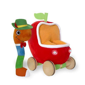 YOTTOY Richard Scarry Collection | Lowly Worm Soft Toy with Busytown Applecar - 2 in 1 Toy