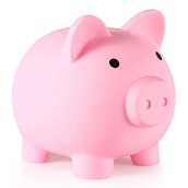 Piggy Bank, Unbreakable Plastic Money Bank, Coin Bank for Girls and Boys, Medium Size Piggy Banks, Practical Gifts for Birthday, Christmas, Baby Shower (Pink)