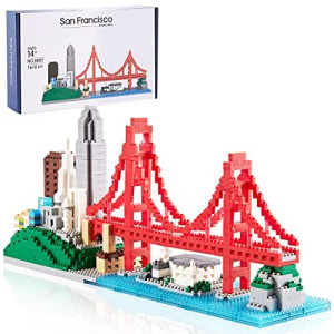 YUJNS Architecture Skyline Collection Micro Mini Blocks Set San Francisco Golden Gate Bridge Building Modle Kit, Toy Gift for Kids Teens and Adults (1610 Pieces)