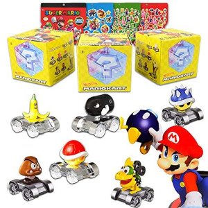 Hot Wheels Super Mario Blind Box Bundle Mario Kart Hot Wheels Toy Set - 3 Pack Hot Wheels Blind Bags Super Mario Cars with Super Mario Stickers (Super Mario Toys)
