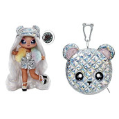 Na Na Na Surprise Glam Series Ari Prism Fashion Doll & Metallic Teddy Bear Purse, Cute Hat, Prismatic Silver Dress Outfit & Accessories, 2-in-1 Gift for Kids, Toy for Girls & Boys Ages 5 6 7 8+ Years