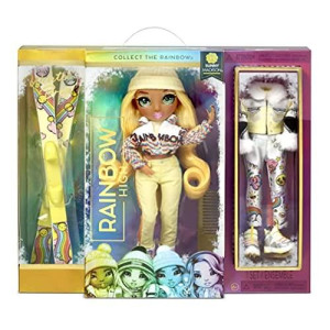 Rainbow High Winter Break Sunny Madison - Yellow Fashion Doll and Playset with 2 Designer Outfits, Pair of Skis & Accessories