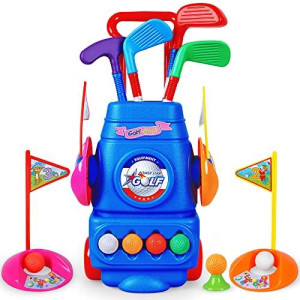 Toyly Toddler Golf Toy,4 Colorful Golf Sticks,4 Balls and 2 Practice Holes,Kids Golf Club Set,Sports Toys,Toys Gift for Boys Girls 3 4 5 6 Year Old