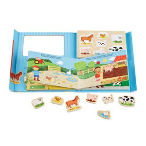 Melissa & Doug On The Farm Book and Wooden 7-Piece Puzzle Play Set