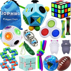 JOPHMO Fidget Toys Pack 18 PCS Sensory Toys Stress Relief and Anti-Anxiety Tools Bundle for Adults and Kids Birthday Gifts Classroom Rewards Stocking Stuffers Prize Box