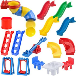 24 PCS Big Building Blocks Park Playground Themed Toy Accessories for Kids | Educational DIY Large Construction Bricks Set, Compatible with Lego Duplo