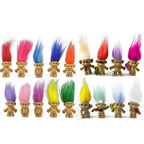 18packs Lucky Troll Dolls Set,PVC Vintage Lucky Doll Chromatic Adorable for Collections, School Project, Arts and Crafts, Party Favors. (Style2-18packs)