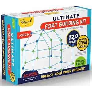 Beyond Innoventions Fort Building Kit - 120 Piece Fort Building Kit for Kids - Build A Fort Indoor and Outdoor Playhouse Kit - STEM Toys for 5 Year Old and Up - Castle, Tunnel, Rocket, Pirate Ship
