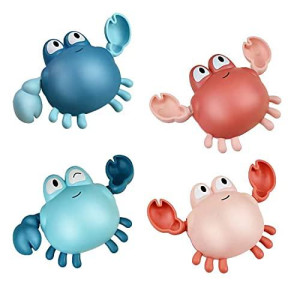 GIFTRRTOY Bath Toys for Toddlers ,Cute Wind-up Swimming Crab Baby Bathtub Toys for 1-3 Years Old 6 to 12 Months Boys Girls & Kids (Multi-Colors 4 Pcs)