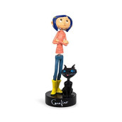 Surreal Entertainment Coraline with Cat PVC Bobble Figure Statue | Collectible Bobblehead Action Figure, Desk Toy Accessories | Novelty Gifts for Home Office Decor | 6.5 Inches Tall