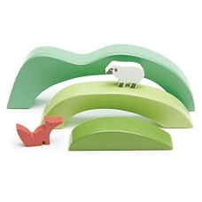 Tender Leaf Toys - Green Hills View - Open-Ended Toy Set with Beautiful Green Hills View and Lively Fox & Sheep for Creative Play for Kids Age 3+