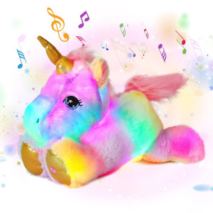 cuteoy Musical Plush Unicorn Stuffed Light up LED Animal Night Toys Lights Singing glow in The Dark Lullabies Birthday gifts for Kids Sing Songs, 13
