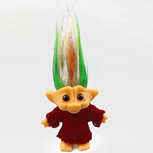 Red Lucky Troll Dolls,Cute Vintage Troll Dolls Chromatic Adorable for Collections, School Project, Arts and Crafts, Party Favors with Wool Clothes. (Red)