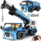 Remote Control STEM Building Toys for 6-12 Year Old Boys, 2-in-1 Technic Vehicle Building Kits for Kids 8-12, Construction Erector Set Crane Truck Build Model for 6 7 8 9 11 12+ Years Old Boys Girls
