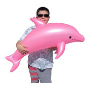Zugar Land Huge 40" Pink Pearlized Dolphin INFLATE Inflatable Pool Toy Beach Poolside Aquatic Themed Decor Birthday Party Buffet Table Decoration (1 Pack)