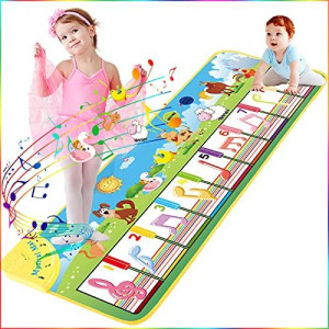 HmiL-U Piano Mat | Music Mat, Child Floor Piano Keyboard Mat with 8 Animal Sounds Early Education Toys for 1/2/3/4/5 Year Old Girls Boys Gifts (Upgrade Size: 43.3" x14.6"/110x37cm)