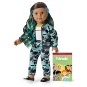 American Girl Truly Me Doll 89 Cool Camo with Book, Hazel Eyes, Dark Brown Hair with Blue & Green Highlights, Chic & Stylish Accessories Necklace, Beanie and More