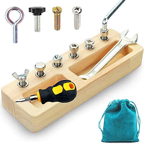 14 Pcs Kids Montessori Screwdriver Board Set, Wooden Screw Driver Activities Tools Montessori Toys for 3 4 5 Year Old, Basic Skills Educational Sensory Learning Toy for Kids Toddlers Preschool