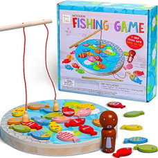 Hapinest Wooden Magnetic Fishing Game for Kids Boys and Girls Ages 3 4 5 Years Old and Up | ABC Alphabet Letter and Counting Learning Toys for Toddlers | Montessori Games and Fine Motor Skills