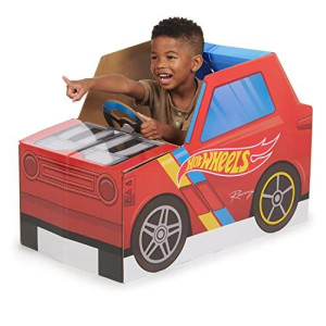 Pop2Play Hot Wheels Indoor Baby Car - Sturdy and Eco-Friendly Cardboard Toddler Toy Car
