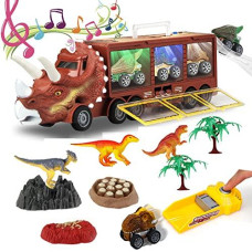 DUYOYU 2022 New Dinosaur Toys Truck for Kids 3-5, 3 in 1 Dinosaur Toys for Boys, Dino Transport Monster Truck Carrier Pull Back Car Toys, Birthday Gifts for Kids 3 4 5 and Up