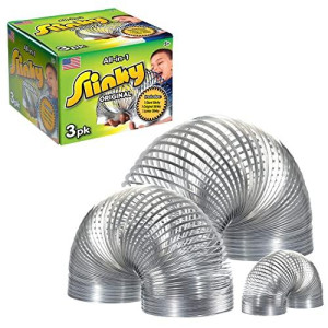 The Original SlinkyA Brand Fidget Toy Pack: 1 giant, 1 classic, and 1 Slinky Junior Walking Metal Spring Toy, Kids Toys for Ages 5 Up