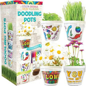 Hapinest 4 Pack Doodling Flower Pots Growing Activity Kit for Kids Easter Basket Stuffers Crafts Gifts for Girls and Boys Ages 4 5 6 7 8 9 10 11 12 Years Old and Up