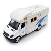 Mini Toy Camper RV Motorhome Toys for Boys Pull Back Diecast Model Car Recreational Vehicle Adventure with Furniture Roof and Side Door Open Childrens Die-cast Vehicles Age 4 5 6 Kids Birthday Gifts