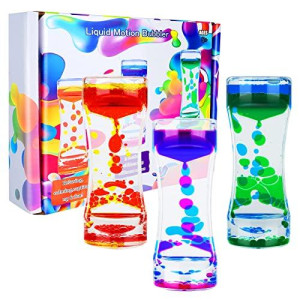 ZHBWOW Liquid Motion Bubbler for Kids Adults,Sensory Toys,(3-Pack) Fidget Timer Liquid Toy,Autism Toy,Oil Water Desk Toy,Anxiety Toys,Christmas Stocking Filler Gift