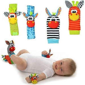 BABY K Foot Finder Socks & Wrist Rattles (Set E) - Newborn Toys for Baby Boy or Girl - Brain Development Infant Toys - Hand and Foot Rattles Suitable for 0-3, 3-6, 6-12 Months Babies