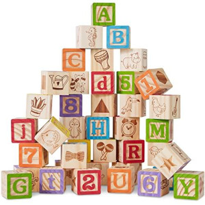 Best Choice Products 40-Piece Kids Wooden ABC Block Set, Building Education Construction Alphabet Letters & STEM Toy for Toddlers w/ Carrying Case