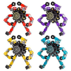 TOZONG 4 PCS Fidget Spinner Sensory Toys,Creative Top Spinning Stress Relief Hand Toy,Transformable Chain Mechanical Spiral Twister Fingertip Gyro Anti-Anxiety Toys for Adults and Kids