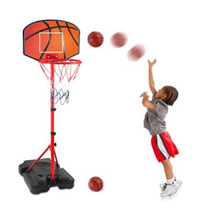 Kids Basketball Hoop for 1 2 3 4 5 6 Year Old Stand Adjustable Height 3.5ft-5.5ft Toddler Boy Basketball Hoop Indoor Mini Basketball Hoops Goal Ball Games Toys for Girl Boy Age 1-3 2-4 3-5