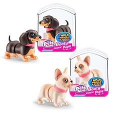 Pets Alive Booty Shakin' Pups (Frenchie & Dachshund) by ZURU 2 Pack Interactive Mini Dog Toys That Walk, Waggle, and Booty Shake, Electronic Puppy Toy for Kids and Girls