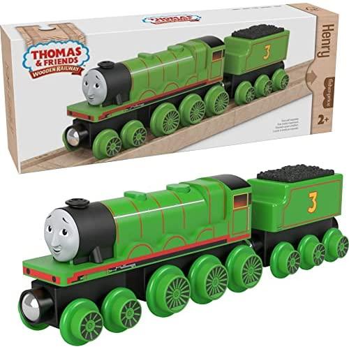 Thomas & Friends Wooden Railway Henry Engine and Coal Car, Push-Along Train Made from Sustainably Sourced Wood for Kids 2 Years and Up